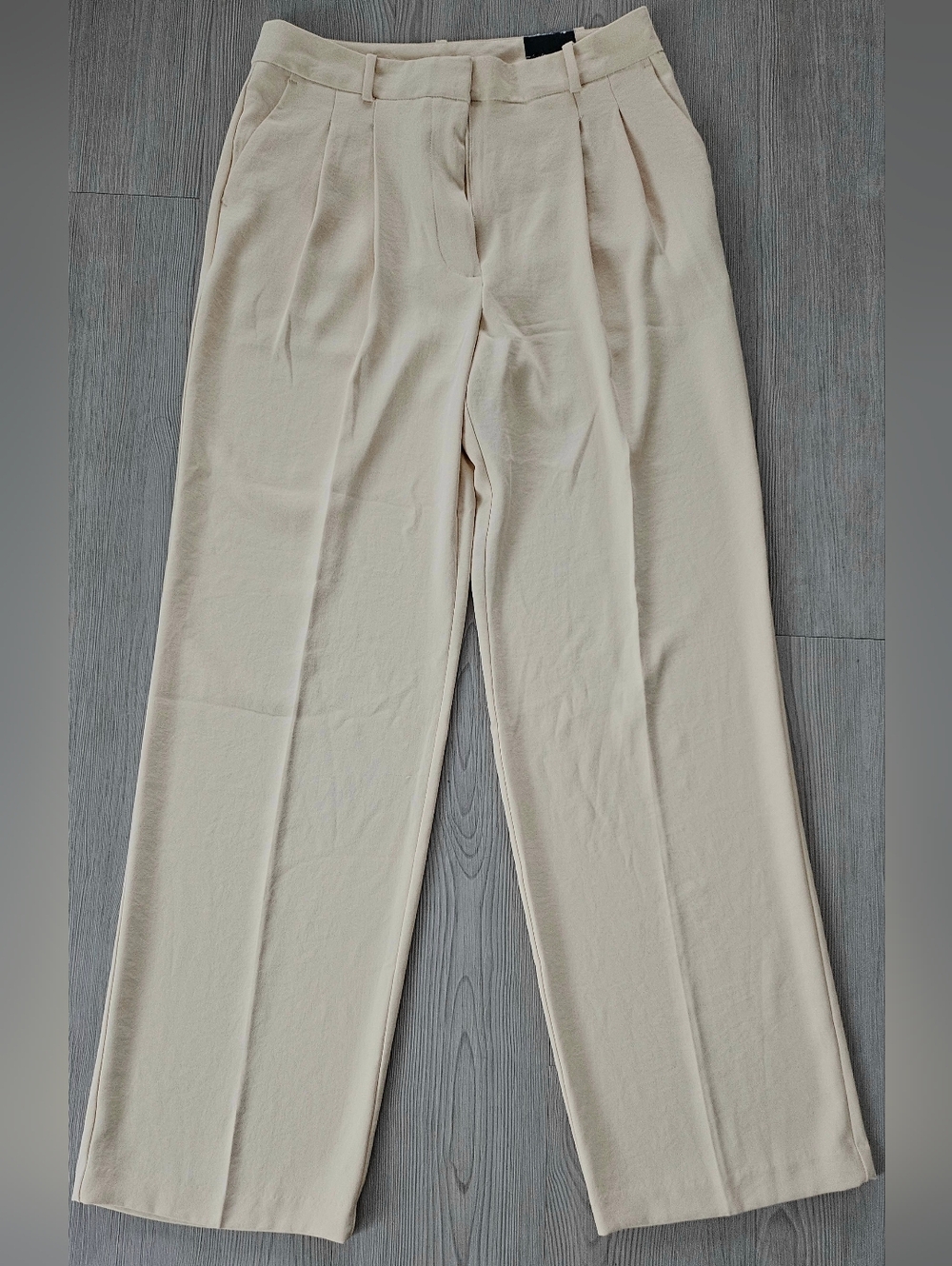 Worthington Women's Cream Pleated High Rise Trouser